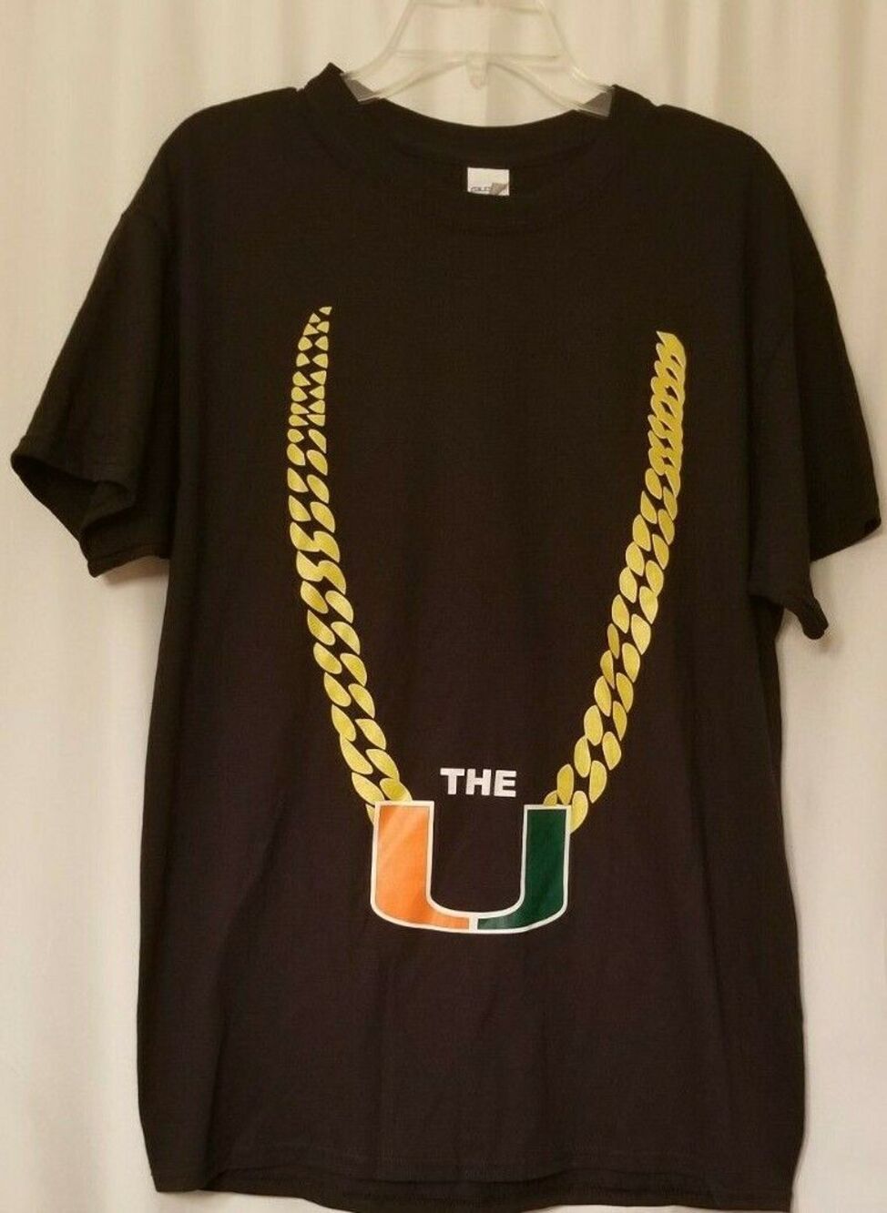 University of Miami Tee Shirt Football Turnover Chain The "U" Black Size Large